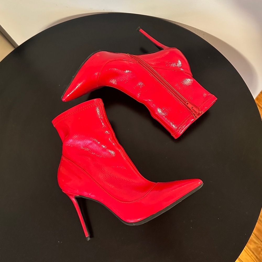 Red Hot Stretch Patent Booties